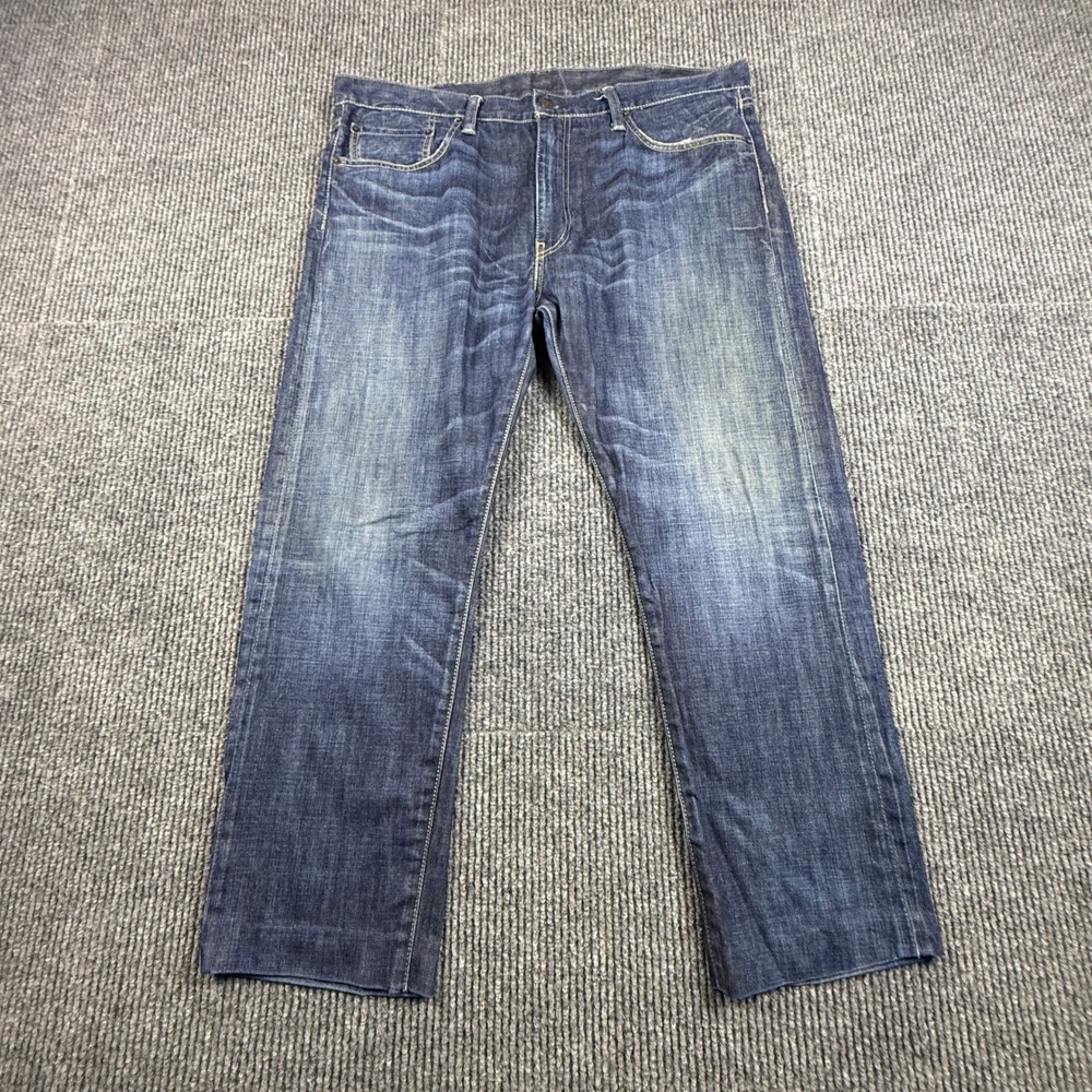 Levis 508 Regular Taper Jeans Mens 38x30 (Hemmed shorter) Dark Wash Blue Denim